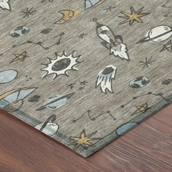 Taupe And Gray Animal Print Washable Indoor Outdoor Area Rug Photo 4