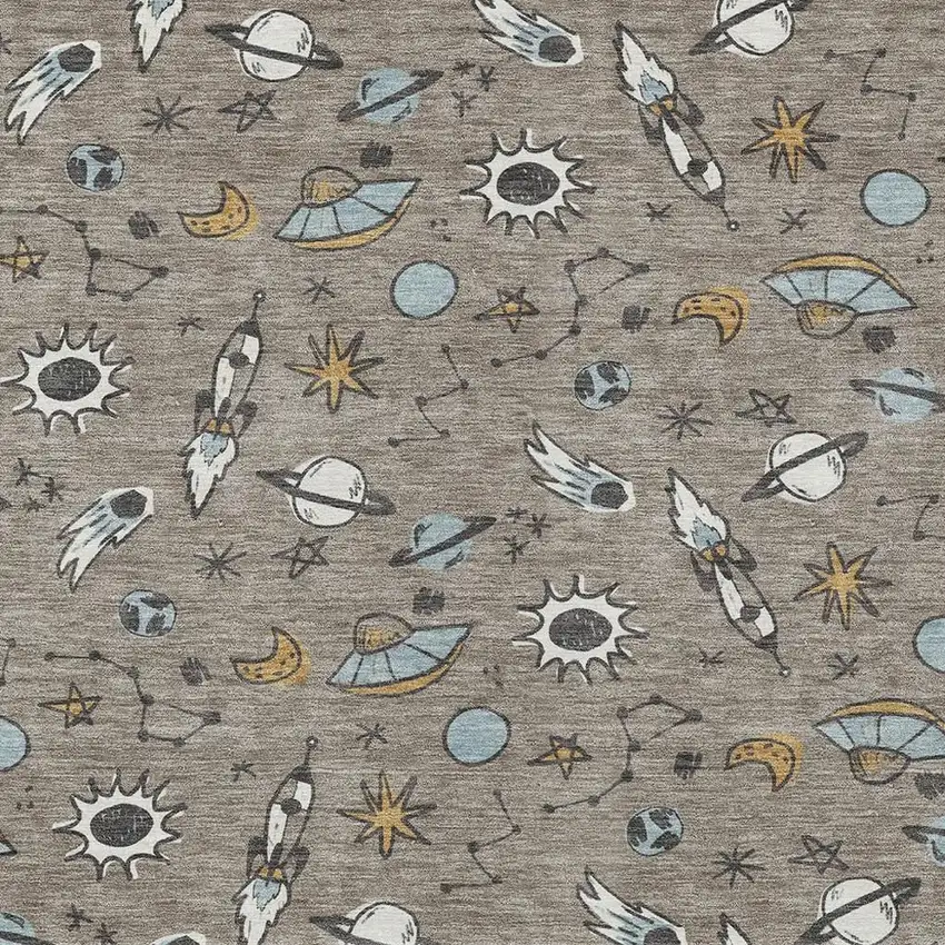 Taupe And Gray Animal Print Washable Indoor Outdoor Area Rug Photo 2