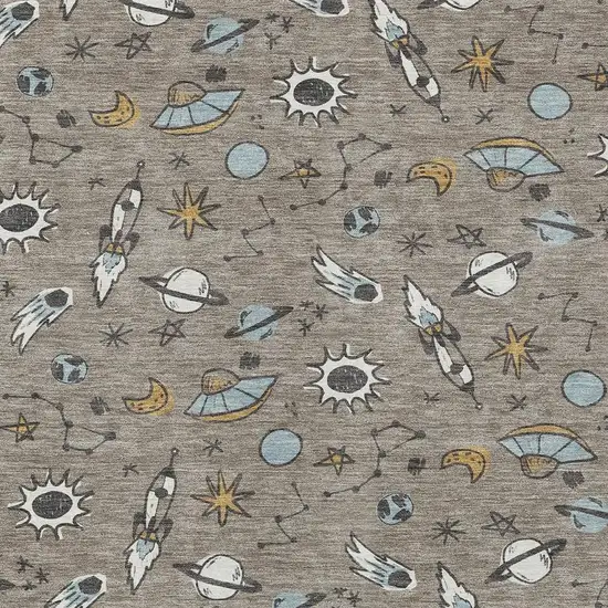 Taupe And Gray Animal Print Washable Indoor Outdoor Area Rug Photo 2