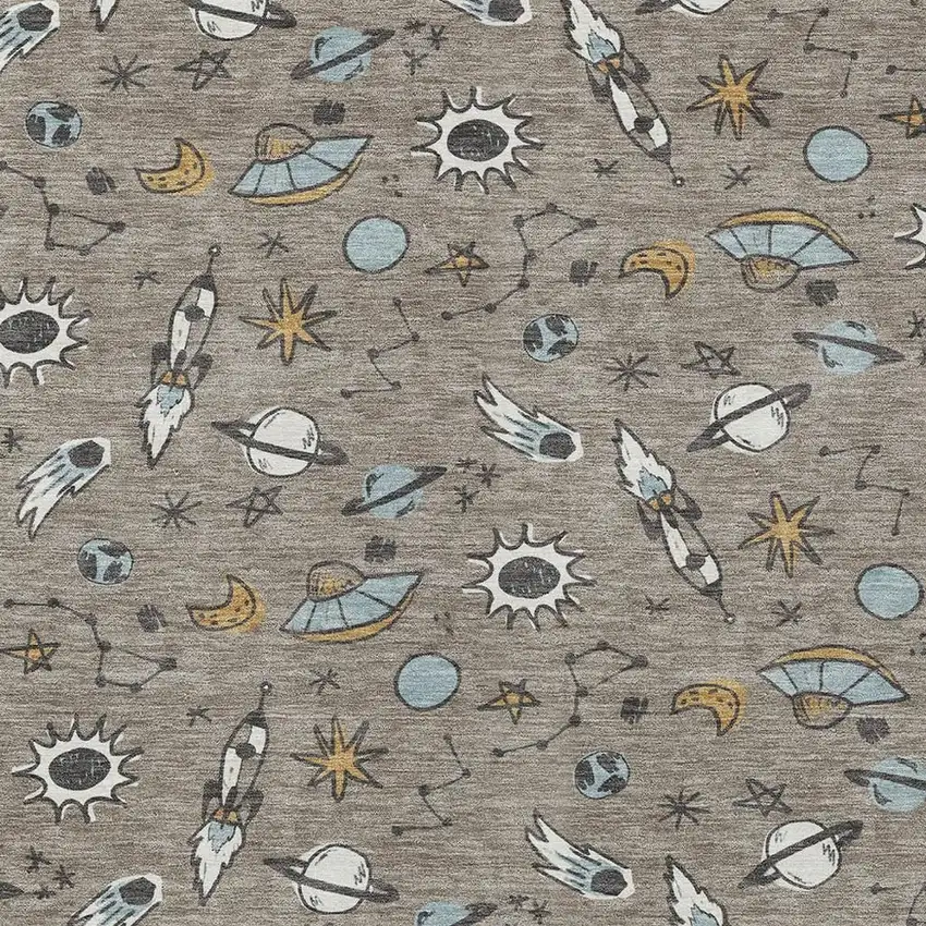 Taupe And Gray Animal Print Washable Indoor Outdoor Area Rug Photo 2