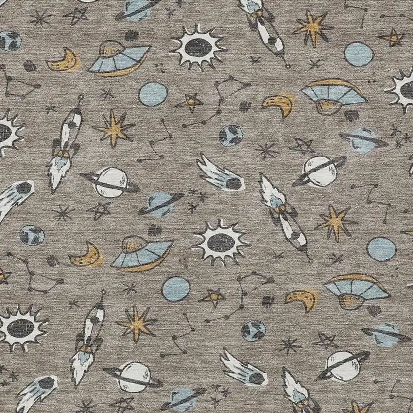 Taupe And Gray Animal Print Washable Indoor Outdoor Area Rug Photo 2