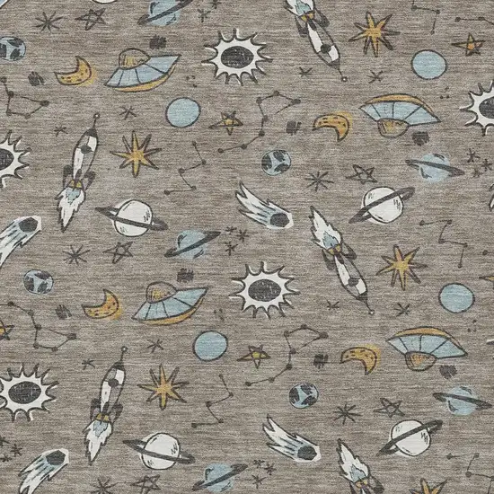 Taupe And Gray Animal Print Washable Indoor Outdoor Area Rug Photo 2