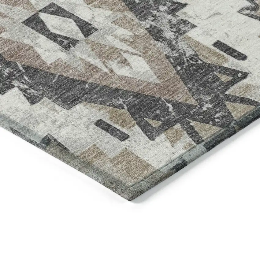 Taupe And Gray Aztec Washable Indoor Outdoor Area Rug Photo 6