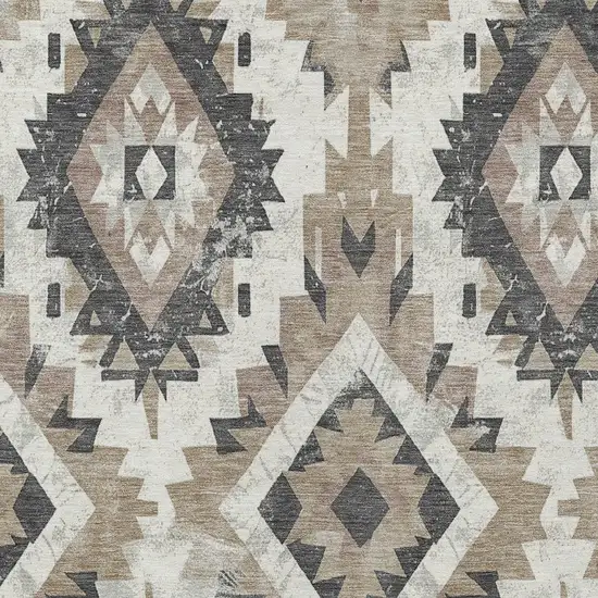 Taupe And Gray Aztec Washable Indoor Outdoor Area Rug Photo 7