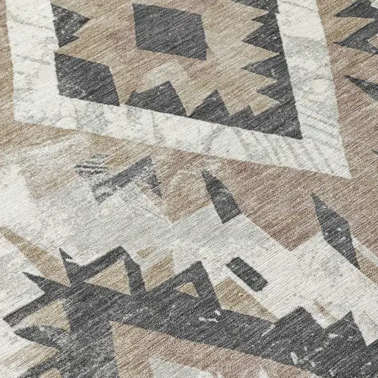 Taupe And Gray Aztec Washable Indoor Outdoor Area Rug Photo 9