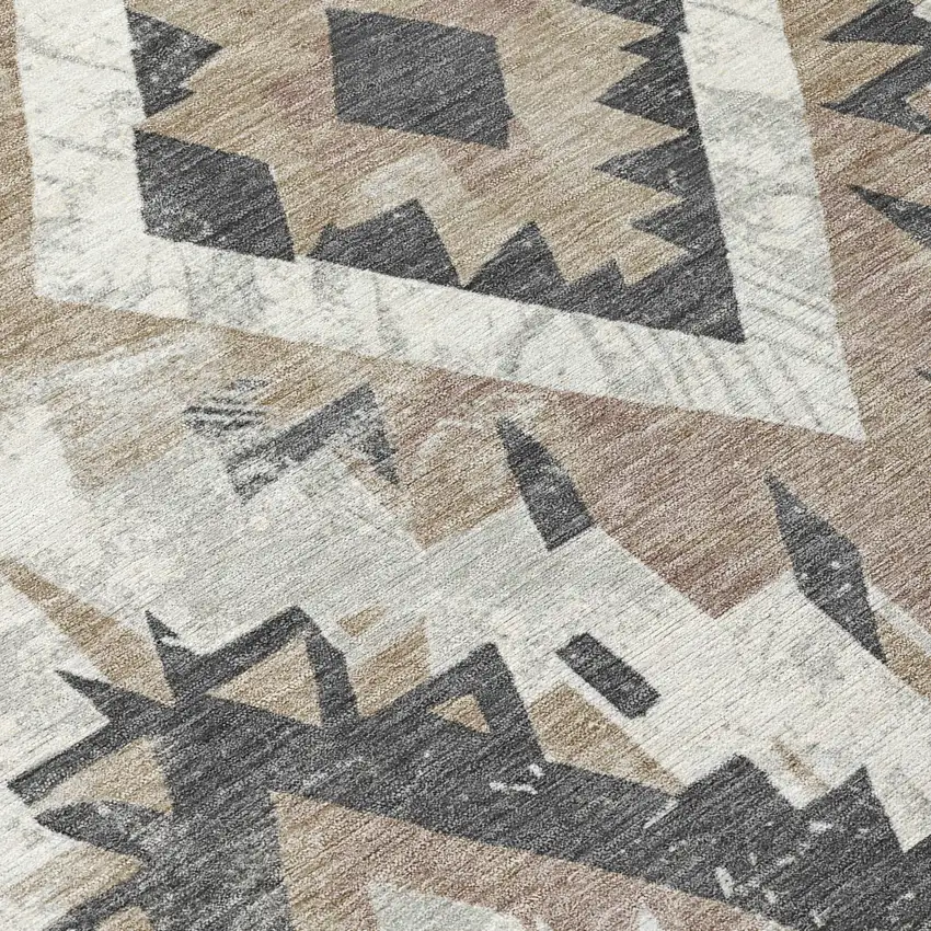 Taupe And Gray Aztec Washable Indoor Outdoor Area Rug Photo 9