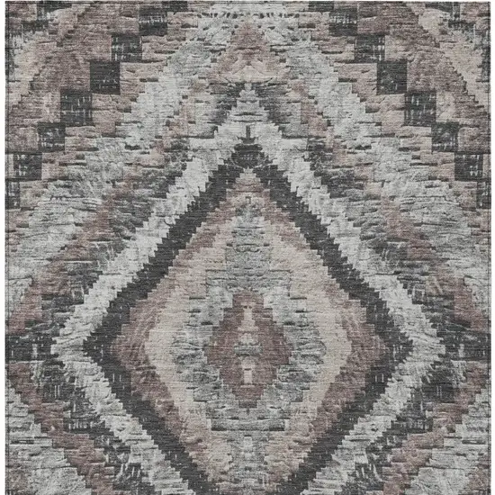 Taupe And Gray Aztec Washable Indoor Outdoor Area Rug Photo 9