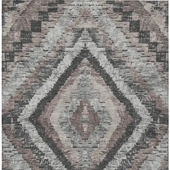 Taupe And Gray Aztec Washable Indoor Outdoor Area Rug Photo 4