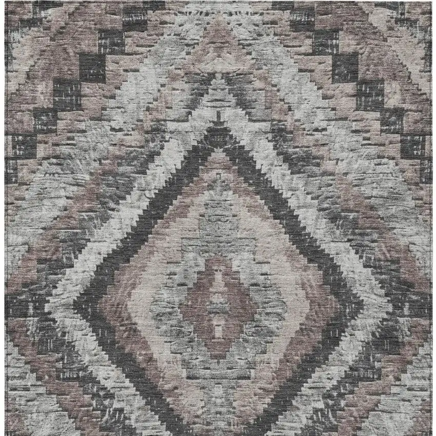 Taupe And Gray Aztec Washable Indoor Outdoor Area Rug Photo 4