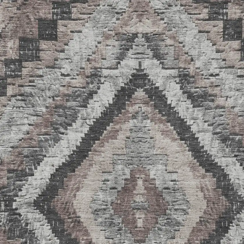 Taupe And Gray Aztec Washable Indoor Outdoor Area Rug Photo 9