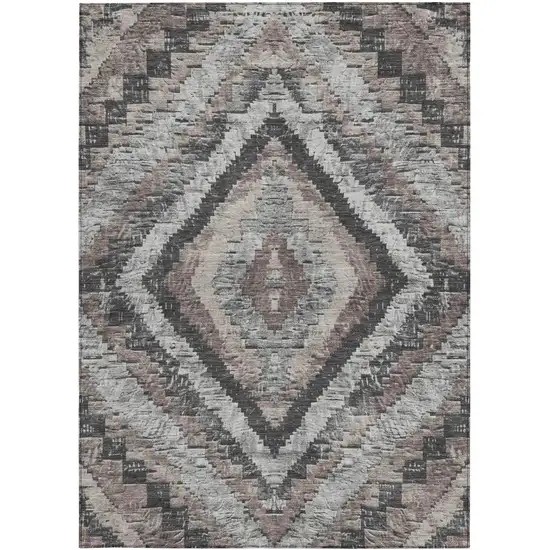Taupe And Gray Aztec Washable Indoor Outdoor Area Rug Photo 3
