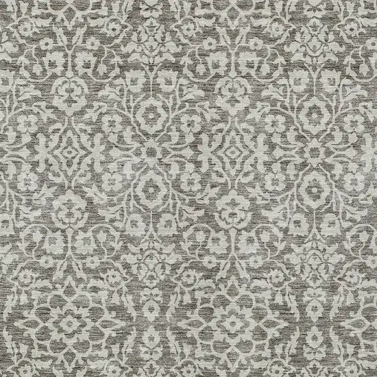 Taupe And Gray Damask Washable Indoor Outdoor Area Rug Photo 6