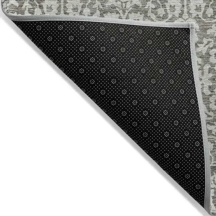 Taupe And Gray Damask Washable Indoor Outdoor Area Rug Photo 4