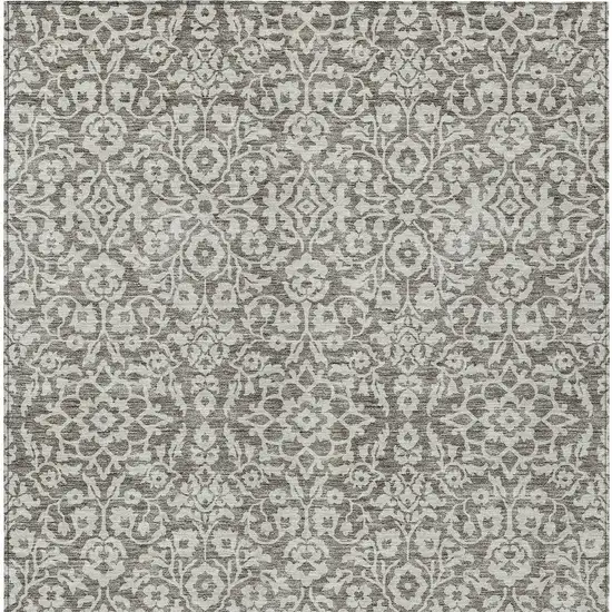 Taupe And Gray Damask Washable Indoor Outdoor Area Rug Photo 7