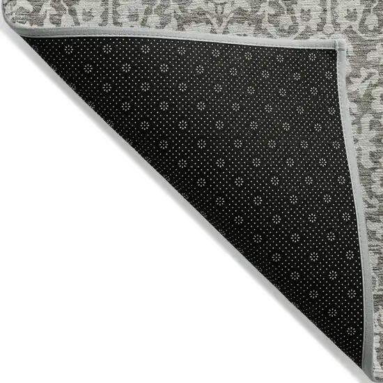 Taupe And Gray Damask Washable Indoor Outdoor Area Rug Photo 4