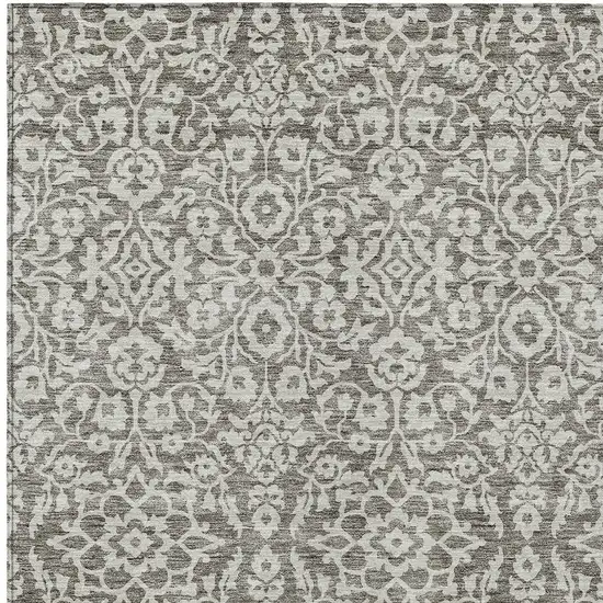 Taupe And Gray Damask Washable Indoor Outdoor Area Rug Photo 6