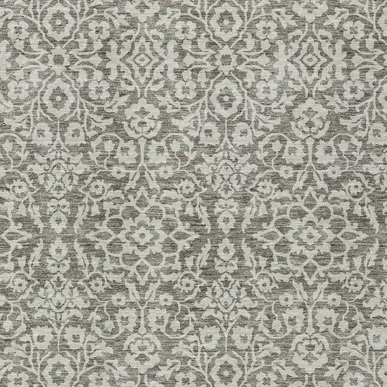Taupe And Gray Damask Washable Indoor Outdoor Area Rug Photo 6