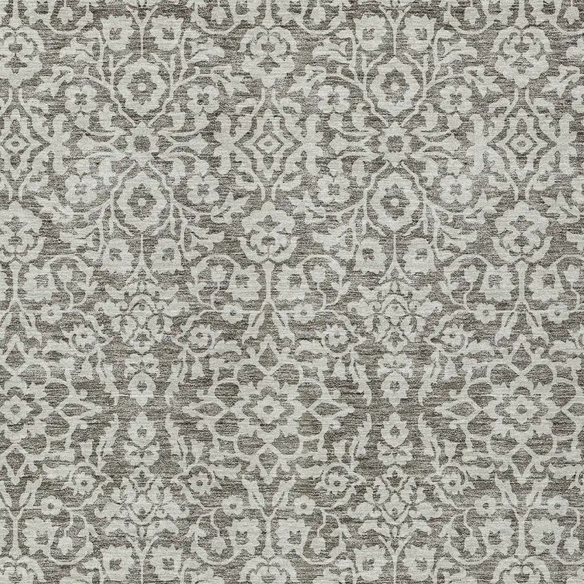 Taupe And Gray Damask Washable Indoor Outdoor Area Rug Photo 6