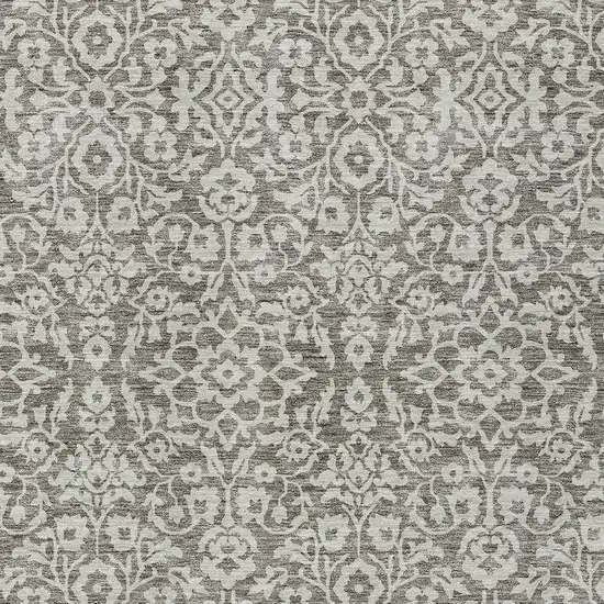 Taupe And Gray Damask Washable Indoor Outdoor Area Rug Photo 6