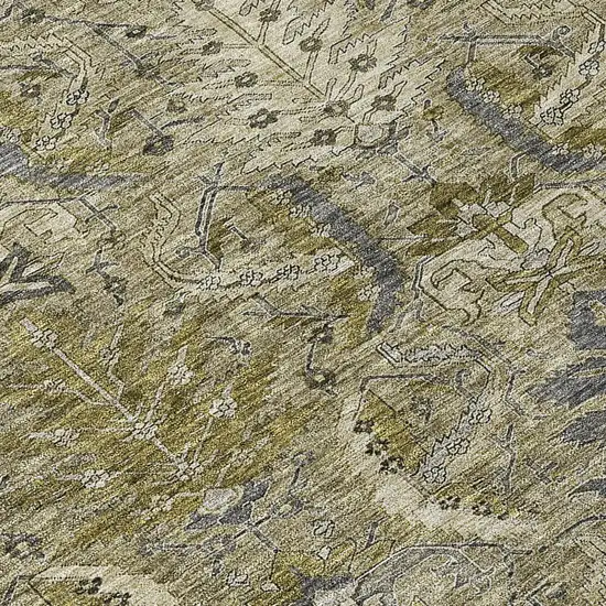 Taupe And Gray Damask Washable Indoor Outdoor Area Rug Photo 8