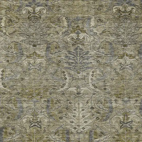 Taupe And Gray Damask Washable Indoor Outdoor Area Rug Photo 5