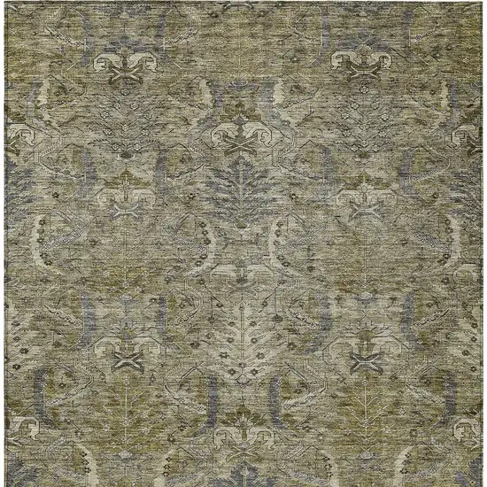 Taupe And Gray Damask Washable Indoor Outdoor Area Rug Photo 6