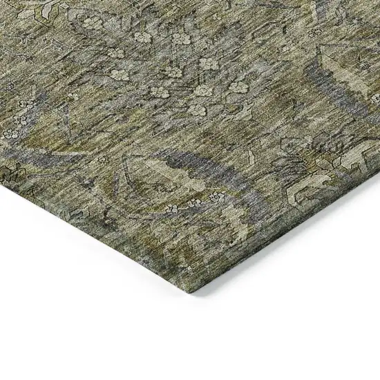 Taupe And Gray Damask Washable Indoor Outdoor Area Rug Photo 4