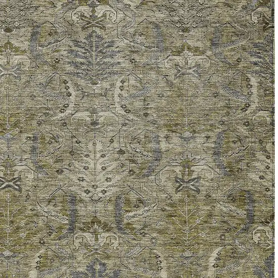 Taupe And Gray Damask Washable Indoor Outdoor Area Rug Photo 5