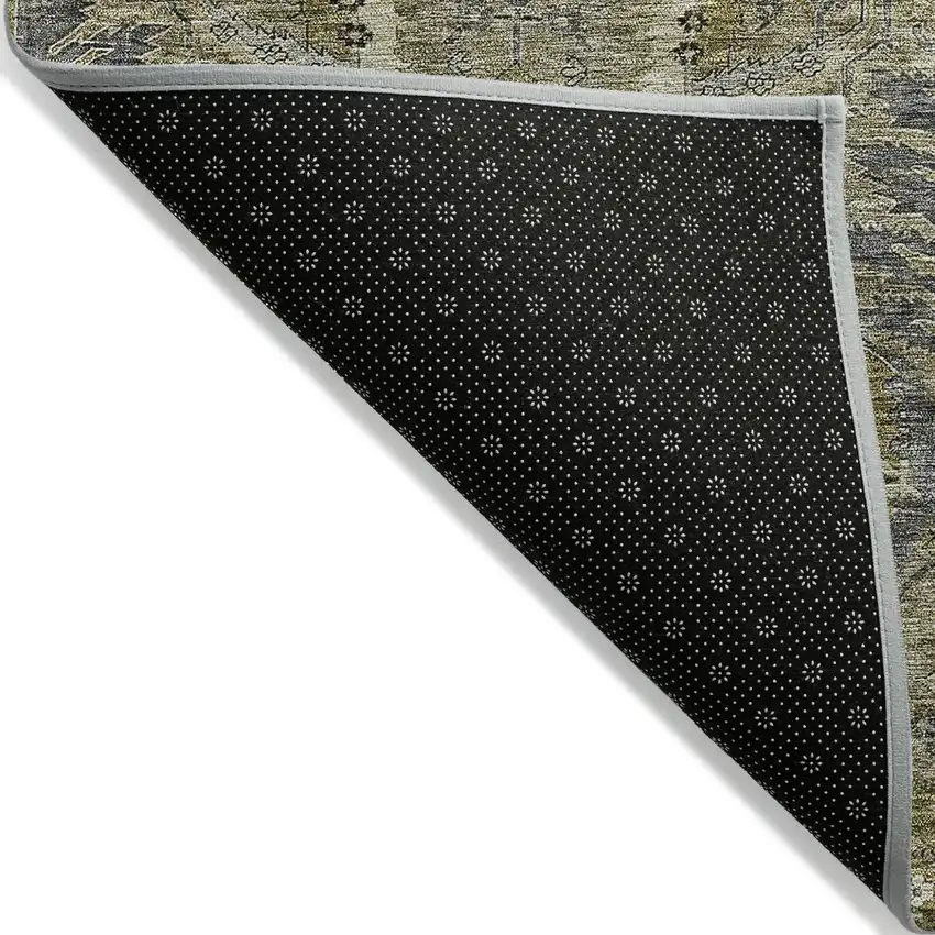 Taupe And Gray Damask Washable Indoor Outdoor Area Rug Photo 3