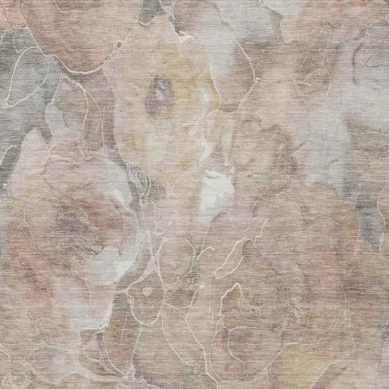 Taupe And Gray Floral Washable Indoor Outdoor Area Rug Photo 3