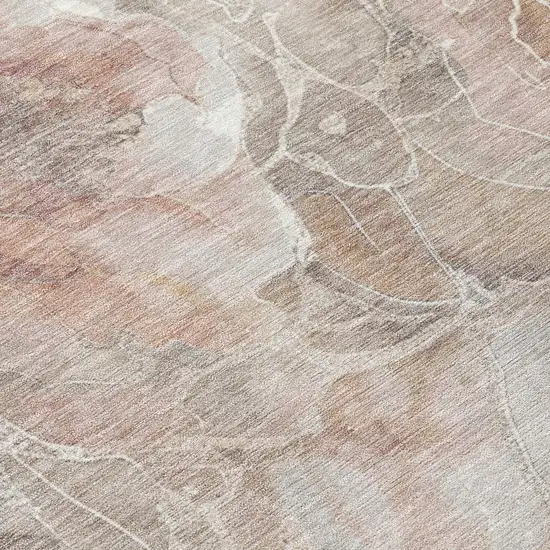Taupe And Gray Floral Washable Indoor Outdoor Area Rug Photo 9