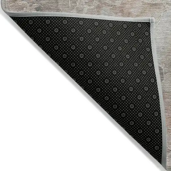 Taupe And Gray Floral Washable Indoor Outdoor Area Rug Photo 8