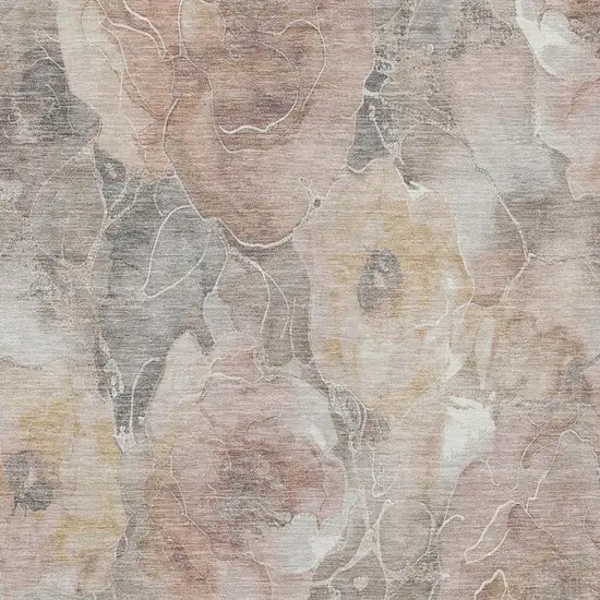 Taupe And Gray Floral Washable Indoor Outdoor Area Rug Photo 7