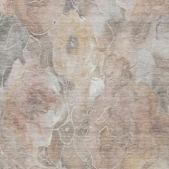 Taupe And Gray Floral Washable Indoor Outdoor Area Rug Photo 3