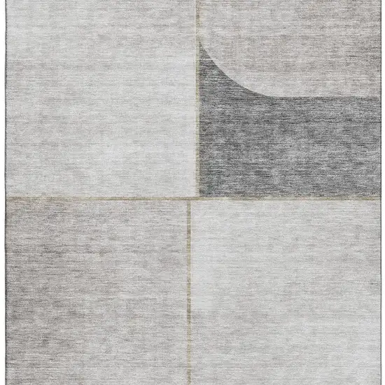 Taupe And Gray Geometric Washable Area Rug With UV Protection Photo 3