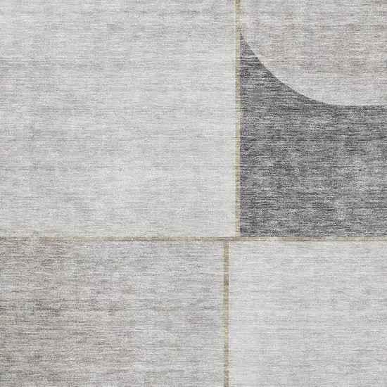 Taupe And Gray Geometric Washable Area Rug With UV Protection Photo 2
