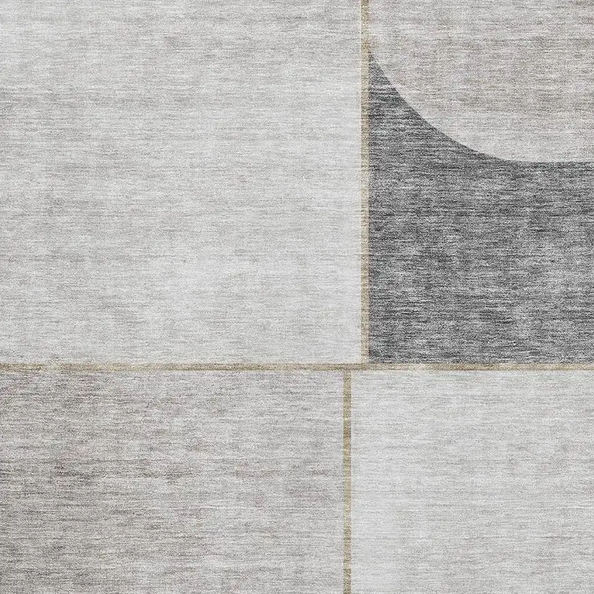 Taupe And Gray Geometric Washable Area Rug With UV Protection Photo 2