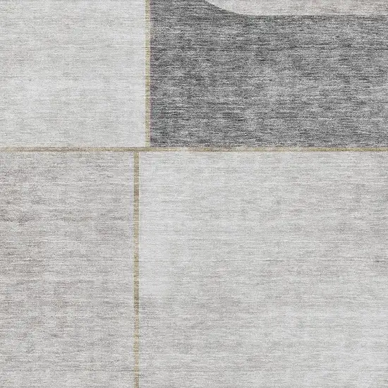Taupe And Gray Geometric Washable Area Rug With UV Protection Photo 2