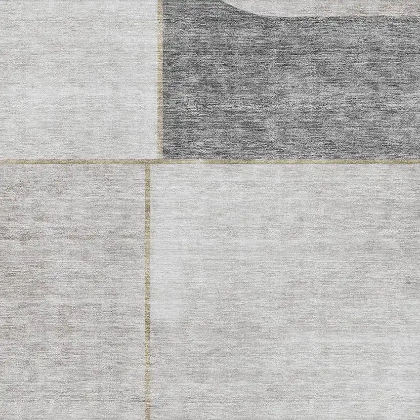 Taupe And Gray Geometric Washable Area Rug With UV Protection Photo 2