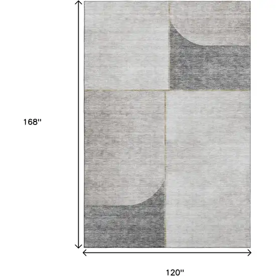 Taupe And Gray Geometric Washable Area Rug With UV Protection Photo 3