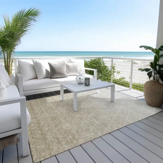 Taupe And Gray Geometric Washable Indoor Outdoor Area Rug Photo 7