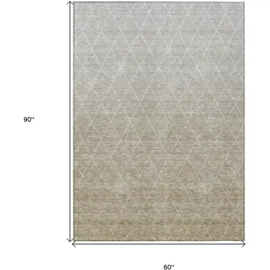 Taupe And Gray Geometric Washable Indoor Outdoor Area Rug Photo 3