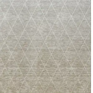 Photo of Taupe And Gray Geometric Washable Indoor Outdoor Area Rug