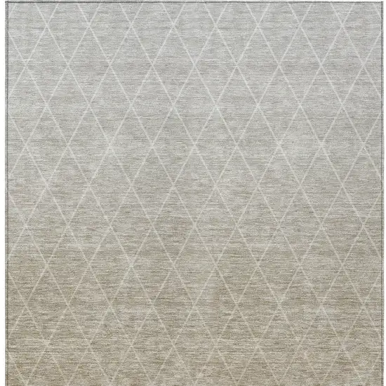Taupe And Gray Geometric Washable Indoor Outdoor Area Rug Photo 7