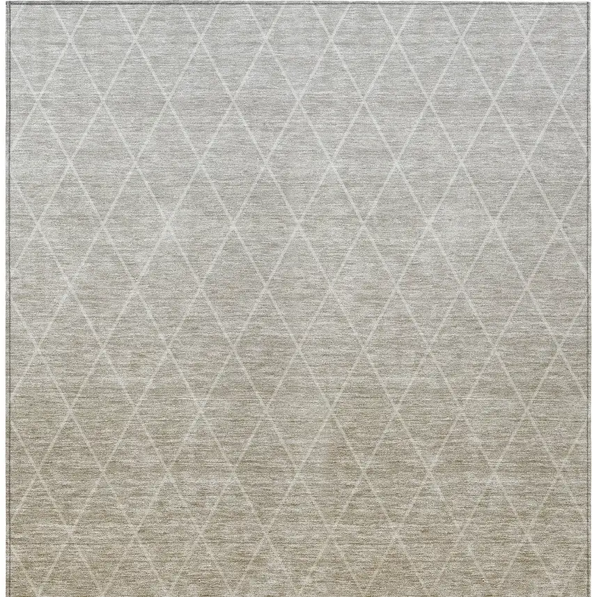 Taupe And Gray Geometric Washable Indoor Outdoor Area Rug Photo 7