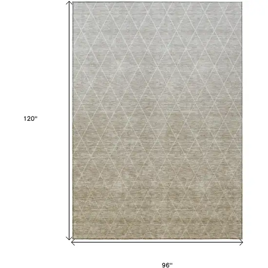Taupe And Gray Geometric Washable Indoor Outdoor Area Rug Photo 3