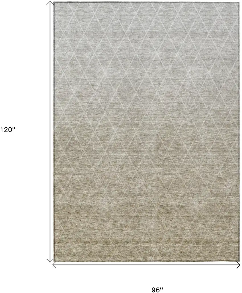 Taupe And Gray Geometric Washable Indoor Outdoor Area Rug Photo 3