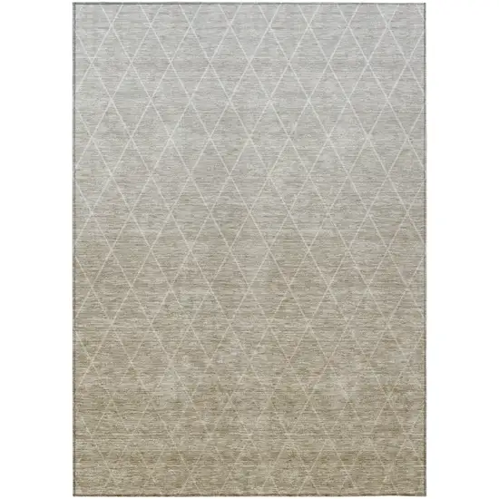 Taupe And Gray Geometric Washable Indoor Outdoor Area Rug Photo 2