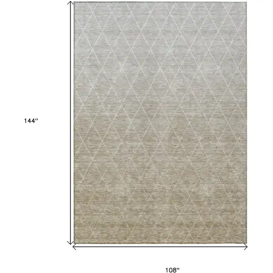 Taupe And Gray Geometric Washable Indoor Outdoor Area Rug Photo 3