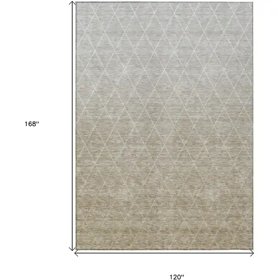 Taupe And Gray Geometric Washable Indoor Outdoor Area Rug Photo 3